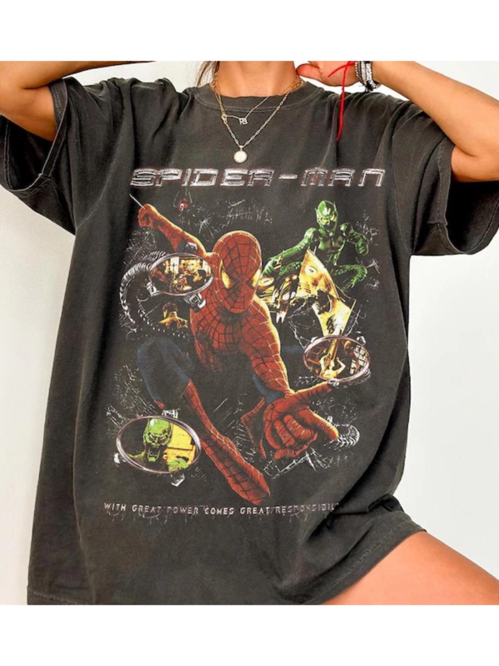 Comfort Colors Pepper Spider Graphic Tee with Red & Green Print